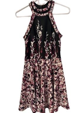 Liz Minelli Floral Halter Fit & Flare Cocktail Dress Size Small